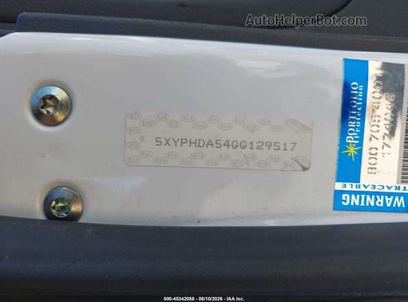 5XYPHDA54GG129517 2016 KIA SORENTO Белый 