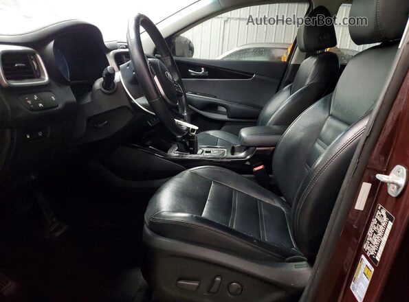 5XYPHDA58KG455832 2019 KIA SORENTO Maroon Front interior view
