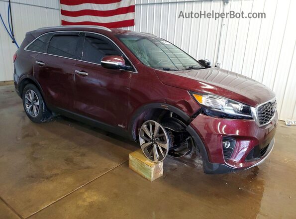 5XYPHDA58KG455832 2019 KIA SORENTO Maroon Front right