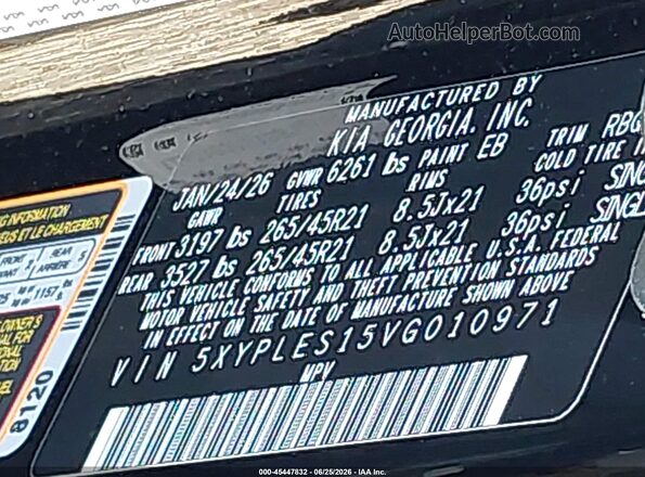 5XYPLES15VG010971 2027 KIA TELLURIDE Black Շարժիչի բաժամունքի տեսք