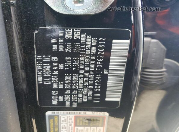 5XYRH4LF3PG220812 2023 KIA SORENTO Black Widok wnętrza 360 stopni