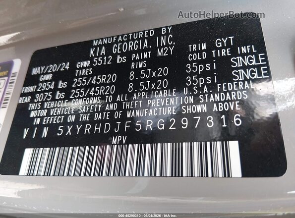 5XYRHDJF5RG297316 2024 KIA SORENTO Gray ძრავის განყოფილების ხედი