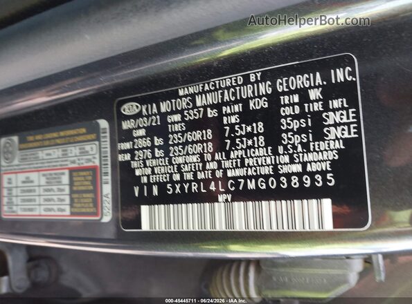 5XYRL4LC7MG038935 2021 KIA SORENTO Blue Engine compartment view
