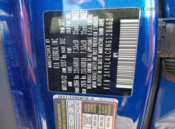 5XYRL4LC8NG128662 2022 KIA SORENTO Blue 