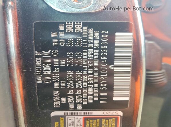 5XYRLDJC4RG263002 2024 KIA SORENTO Gray 