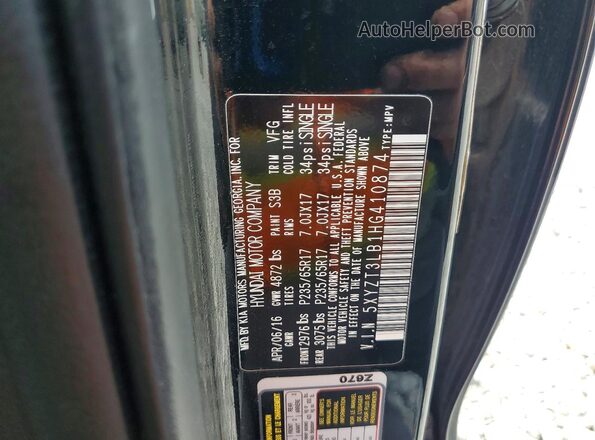 5XYZT3LB1HG410874 2017 HYUNDAI SANTA Black Widok naklejki z numerem VIN