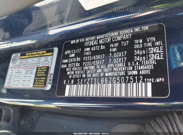 5XYZT3LB6JG507512 2018 HYUNDAI SANTA FE SPORT Blue Engine compartment view
