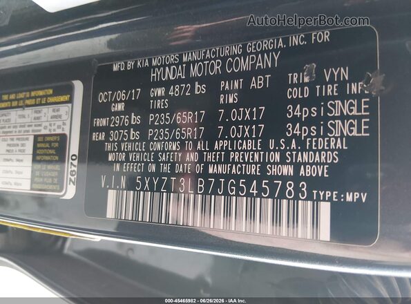 5XYZT3LB7JG545783 2018 HYUNDAI SANTA FE SPORT Gray Շարժիչի բաժամունքի տեսք
