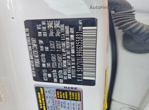 5XYZU3LB9GG355831 2016 HYUNDAI SANTA White Vista del compartimento del motor