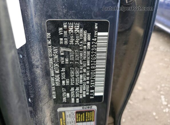 5XYZUDLB3JG523024 2018 HYUNDAI SANTA Blue Vista de la etiqueta del VIN