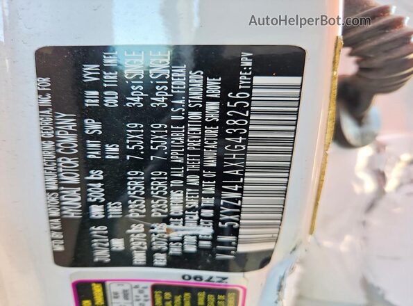 5XYZW4LAXHG438256 2017 HYUNDAI SANTA White 
