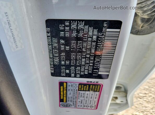 5XYZWDLA1HG485045 2017 HYUNDAI SANTA White 