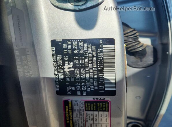 5XYZWDLA7JG548879 2018 HYUNDAI SANTA Серебряный Вид наклейки с VIN-кодом