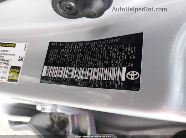 5YFB4MDE2RP189554 2024 TOYOTA COROLLA Silver Vista del compartimento del motor