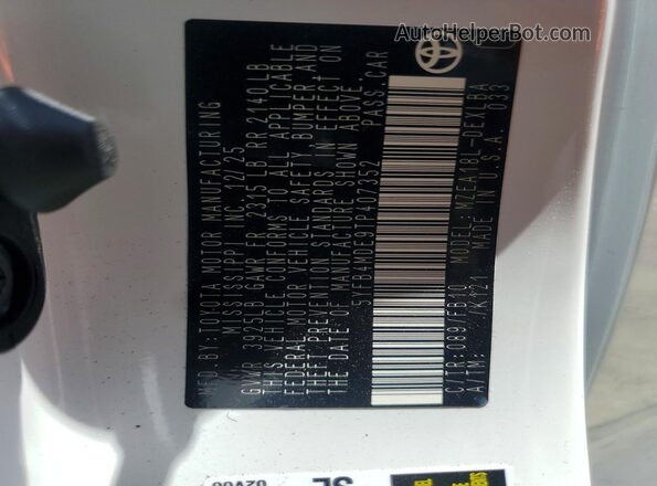5YFB4MDE9TP407352 2026 TOYOTA COROLLA White Շարժիչի բաժամունքի տեսք