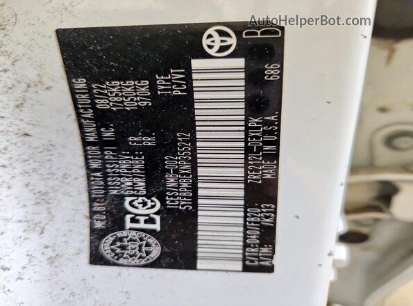 5YFBPMBEXNP355212 2022 TOYOTA COROLLA White 