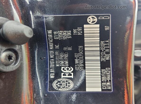 5YFBPRBE0LP042728 2020 TOYOTA COROLLA Black Շարժիչի բաժամունքի տեսք