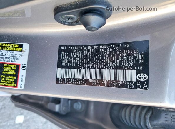 5YFBURHE4GP367596 2016 TOYOTA COROLLA Gray 