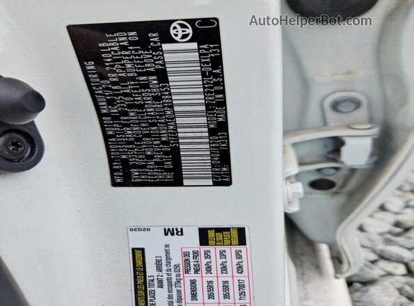 5YFEPMAE0MP188453 2021 TOYOTA COROLLA White VIN sticker view