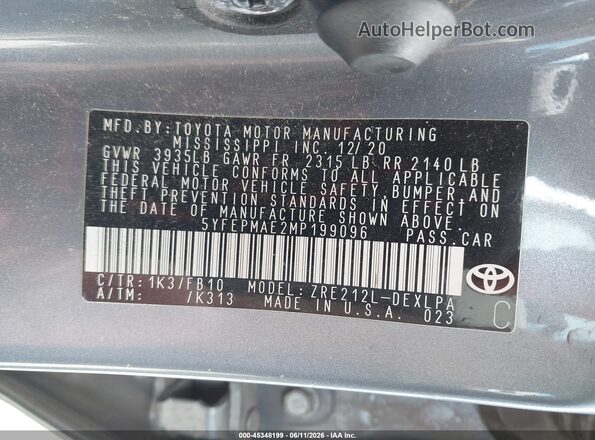 5YFEPMAE2MP199096 2021 TOYOTA COROLLA Light Blue Widok komory silnika