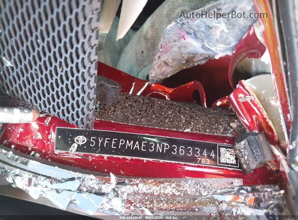 5YFEPMAE3NP363344 2022 TOYOTA COROLLA Red Engine compartment view