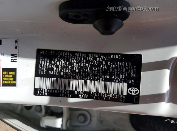 5YFEPMAE4MP237587 2021 TOYOTA COROLLA White Շարժիչի բաժամունքի տեսք