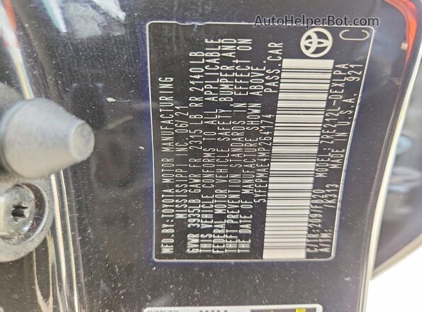 5YFEPMAE4MP264174 2021 TOYOTA COROLLA Black VIN կոդի պիտակի տեսք
