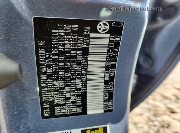 5YFEPMAE4MP268208 2021 TOYOTA COROLLA Blue Vista del compartimento del motor