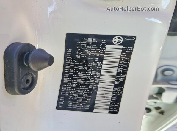 5YFEPMAE8MP190998 2021 TOYOTA COROLLA White VIN կոդի պիտակի տեսք