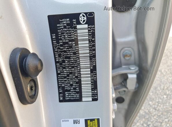 5YFEPMAE8NP391785 2022 TOYOTA COROLLA Silver Вид наклейки з VIN-кодом