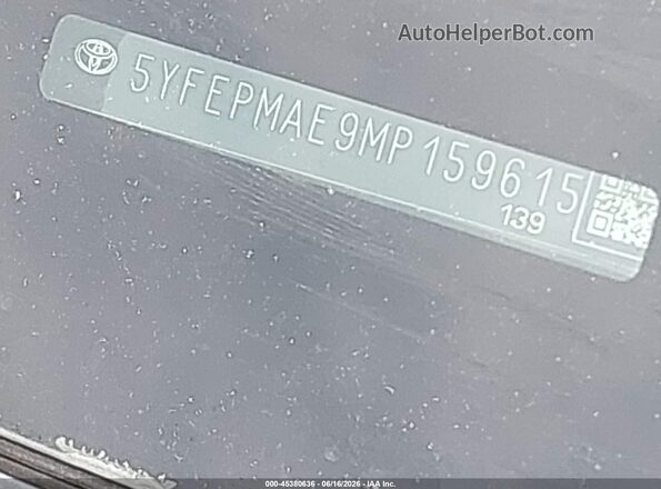 5YFEPMAE9MP159615 2021 TOYOTA COROLLA Black Вид підкапотного простору