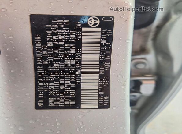 5YFEPMAE9MP165138 2021 TOYOTA COROLLA Серебряный Вид подкапотного пространства