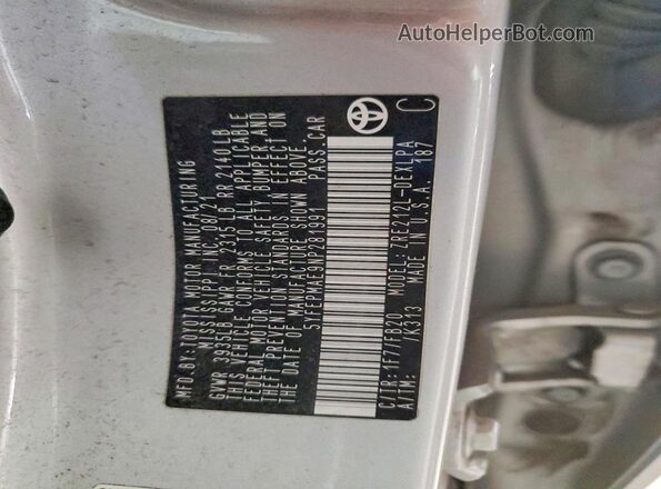 5YFEPMAE9NP281991 2022 TOYOTA COROLLA Серебряный 