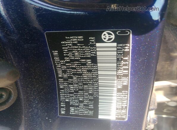 5YFEPRAE1LP067667 2020 TOYOTA COROLLA Blue Widok komory silnika