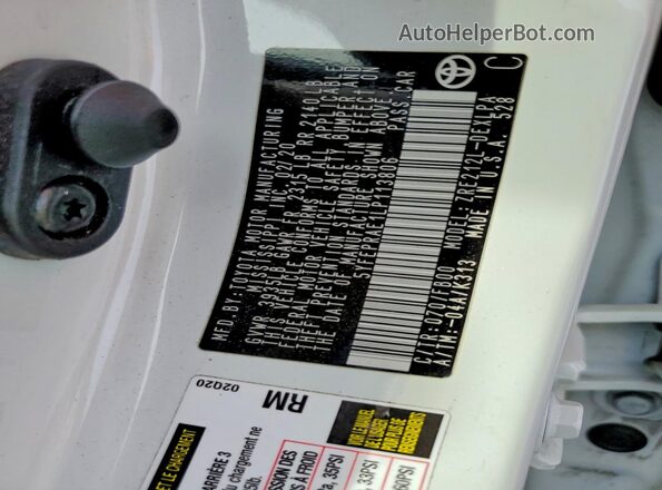 5YFEPRAE1LP113806 2020 TOYOTA COROLLA White Widok komory silnika