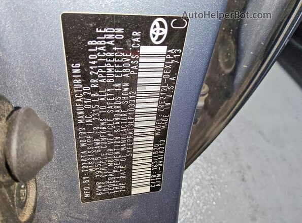 5YFEPRAE3LP103312 2020 TOYOTA COROLLA Blue 