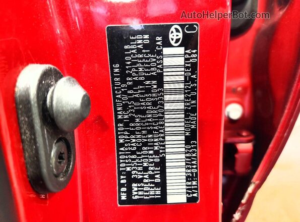 5YFEPRAE8LP073353 2020 TOYOTA COROLLA Red Widok komory silnika