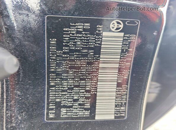 5YFEPRAE8LP084224 2020 TOYOTA COROLLA Black Вид підкапотного простору