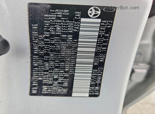 5YFEPRAEXLP021674 2020 TOYOTA COROLLA Silver 