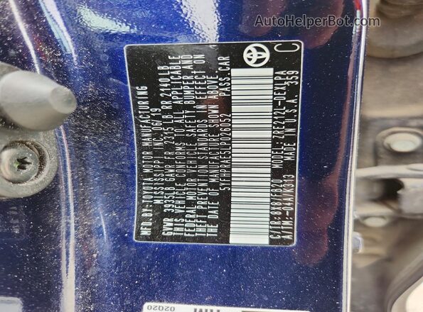 5YFHPRAE5LP026052 2020 TOYOTA COROLLA Blue Vista del compartimento del motor