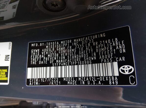 5YFP4MCE1PP160986 2023 TOYOTA COROLLA Gray Engine compartment view
