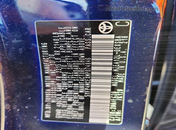 5YFP4MCEXMP074846 2021 TOYOTA COROLLA Blue Engine compartment view