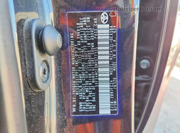 5YFS4MCE0MP077135 2021 TOYOTA COROLLA Black VIN կոդի պիտակի տեսք
