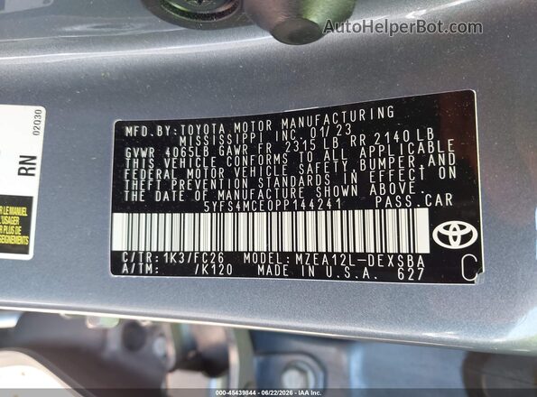 5YFS4MCE0PP144241 2023 TOYOTA COROLLA Light Blue Widok komory silnika