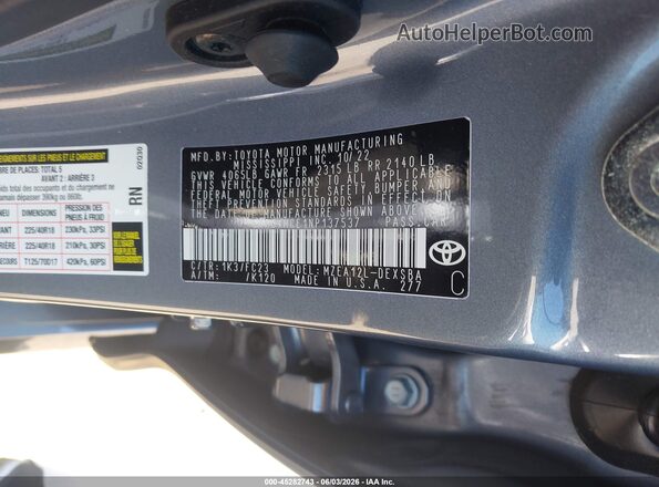 5YFS4MCE1NP137537 2022 TOYOTA COROLLA Black Widok komory silnika
