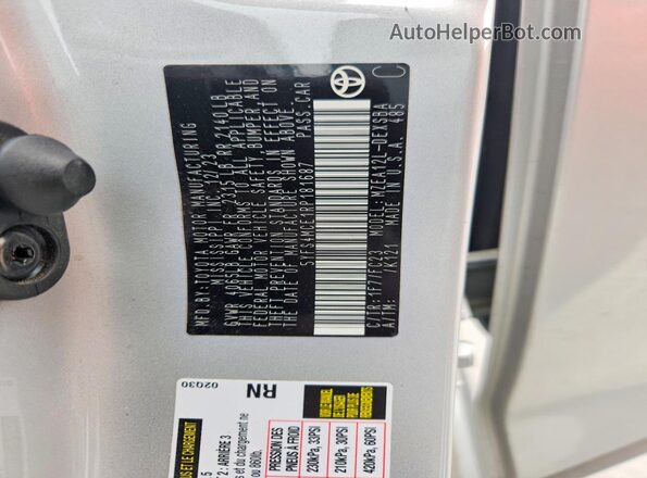 5YFS4MCE1RP181687 2024 TOYOTA COROLLA Silver VIN կոդի պիտակի տեսք
