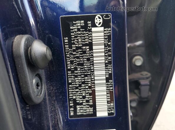 5YFS4MCE4NP118755 2022 TOYOTA COROLLA Blue 