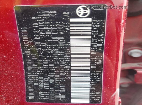 5YFS4MCE4PP167182 2023 TOYOTA COROLLA Red Вид підкапотного простору
