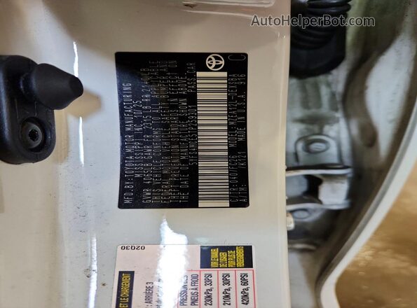 5YFS4MCE5TP259301 2026 TOYOTA COROLLA White VIN կոդի պիտակի տեսք
