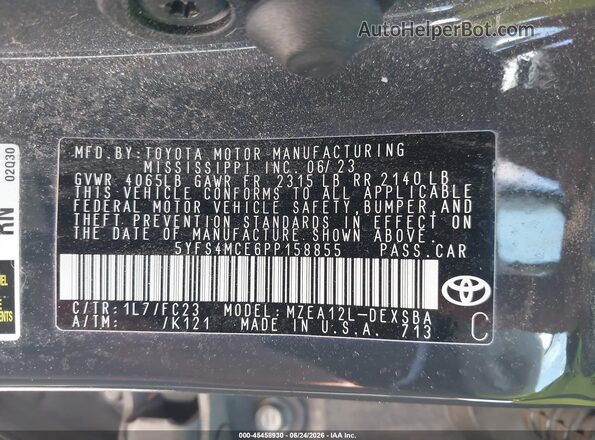 5YFS4MCE6PP158855 2023 TOYOTA COROLLA Gray ძრავის განყოფილების ხედი